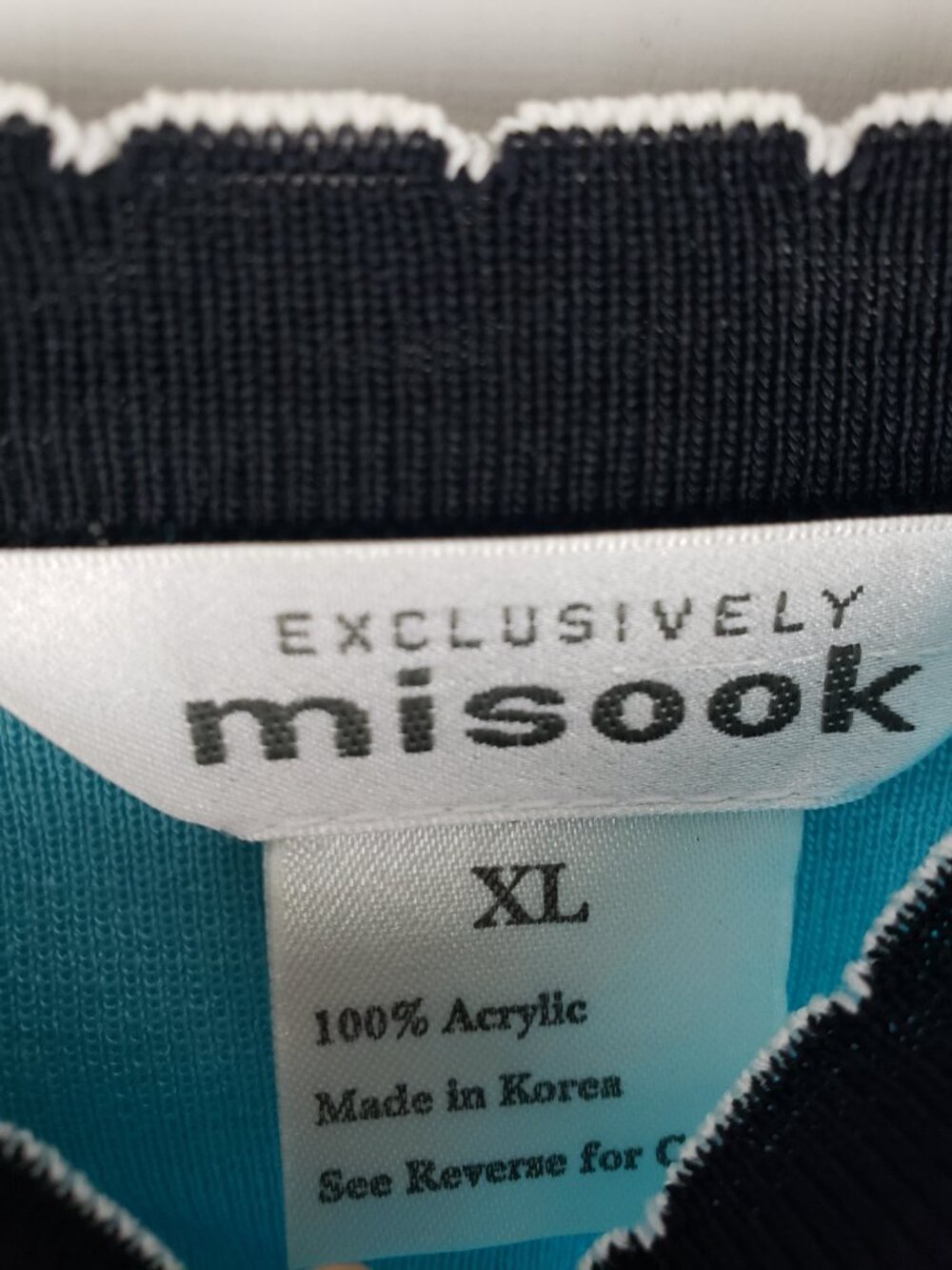 Exclusively Misook Twinset Teal Aqua Black Scalloped Jewels Womens L/XL - Picture 8 of 12